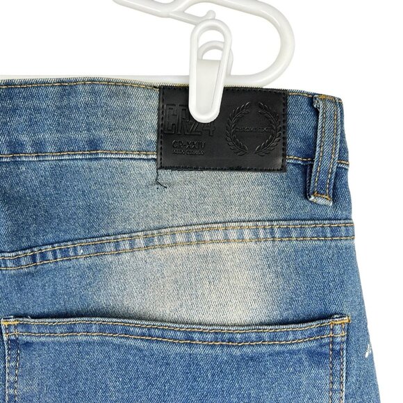 CR24 Chrome Edge Men Denim Jean 40x30 Distressed Splatter Paint Stretch Straight - Picture 5 of 11